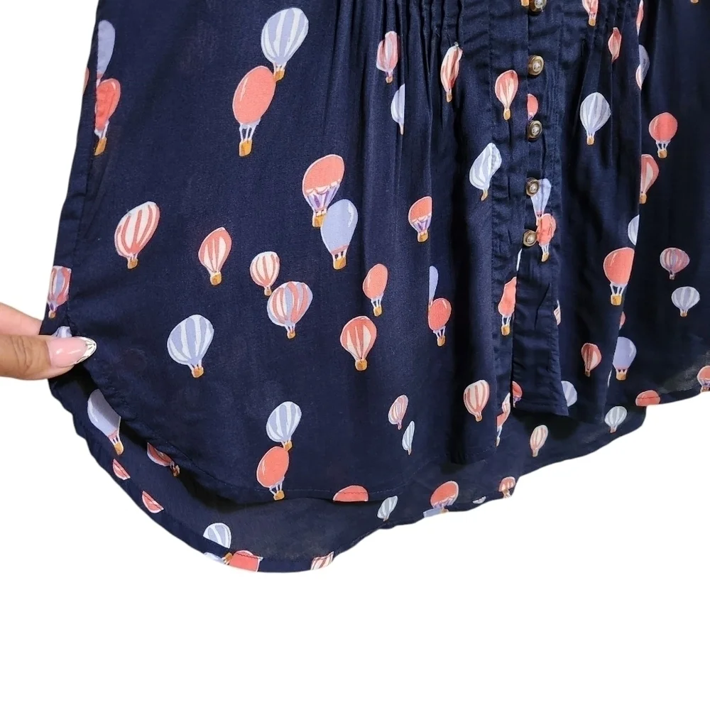 MAEVE BY ANTHROPOLOGIE SLEEVELESS NOVELTY PRINT  HOT AIR BALLOON BLOUSE SIZE XS